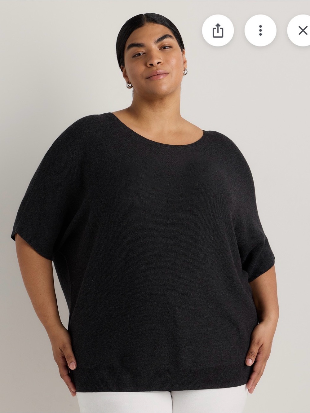 Quince cotton Cashmere Dolman Sleeve Knit Sweater Charcoal Gray size L